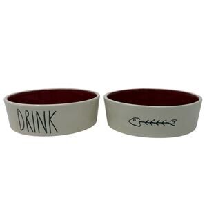 Cat Food and Water Dish Rae Dunn by Magenta Artisan Collection